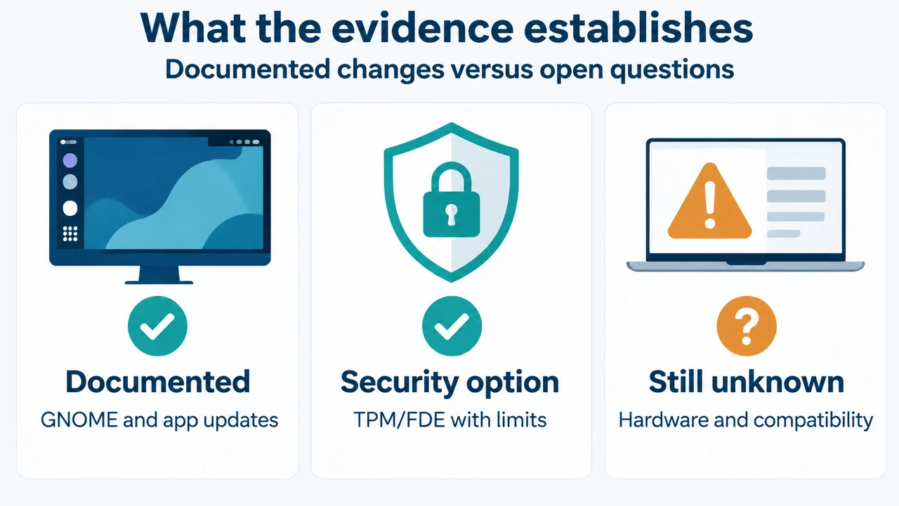 Comparison of documented Ubuntu 26.04 changes and unresolved evaluation questions