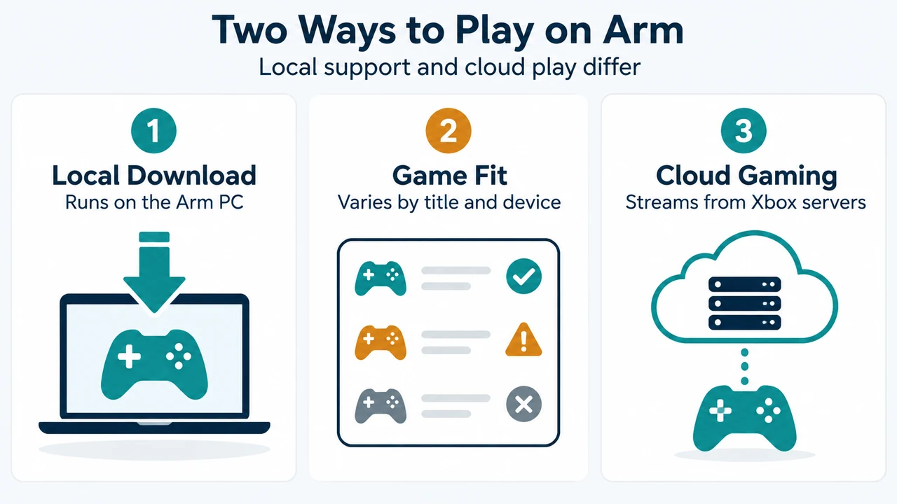 Comparison of local Xbox game downloads and Xbox Cloud Gaming on Arm-based Windows 11 PCs